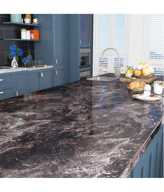 GEEO Dark Brown Marble Design for Kitchen wallpaper, Wall Sticker ( 200 x 60 cms )