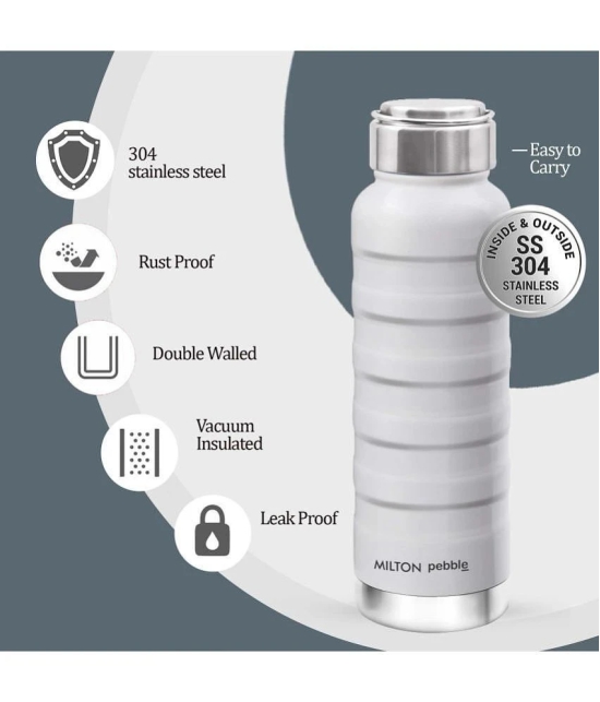 Milton Pebble 530 Thermosteel 24 Hours Hot and Cold Water Bottle, 530 ml, White - White