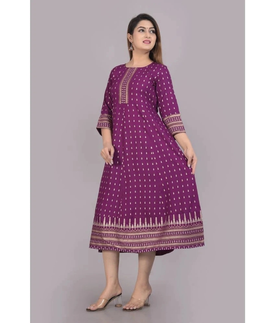 Smien - Purple Rayon Womens Flared Kurti ( Pack of 1 ) - None