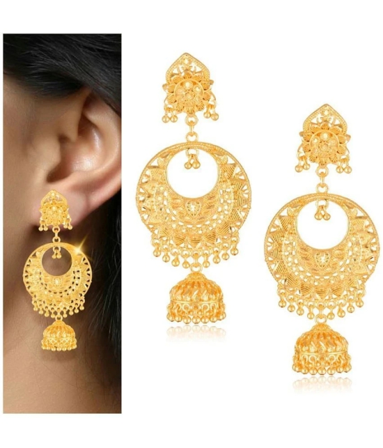 VIVASTRI Golden Jhumki Earrings ( Pack of 1 ) - Golden