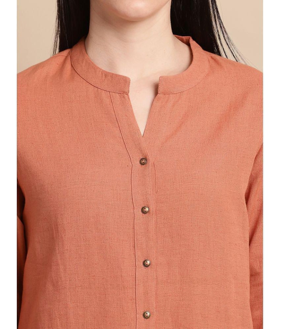 Pistaa Rust Cotton Womens Shirt Style Top ( Pack of 1 ) - None