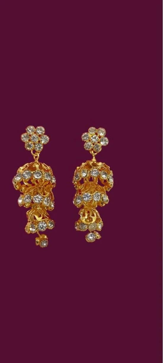 Stunning Cubic Zirconia Jhumka Earrings in Gold Plated earrings