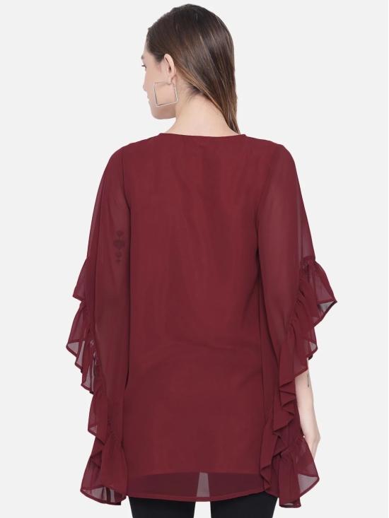 ALL WAYS YOU PRIVATE LIMITED Poly Crepe Fabric Western Wear With Half Sleeves & Round Neck Red L