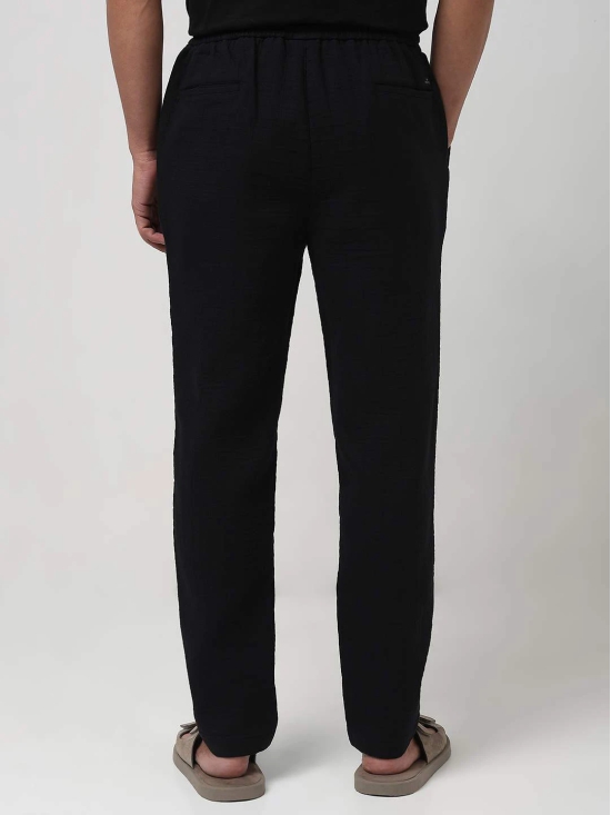 Black Relaxed Fit Drawstring Trouser In Cotton