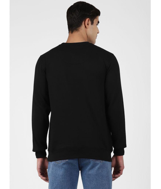 UrbanMark Men Regular Fit Text Print Full Sleeves Round Neck Fleece Sweatshirt-Black - None