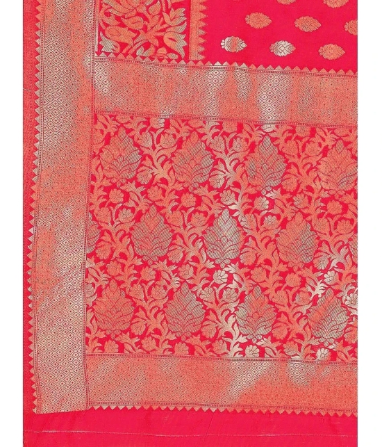 LEELAVATI Banarasi Silk Embellished Saree With Blouse Piece - Red ( Pack of 1 ) - Red