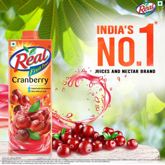 Dabur Real Fruit Power Cranberry, 1L