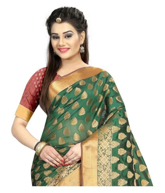 Gazal Fashions Green Banarasi Silk Saree