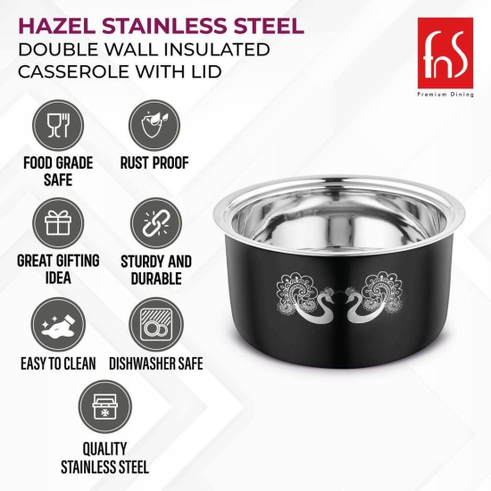 FnS Stainless Steel Double Wall Insulated Designer Casserole with Lid