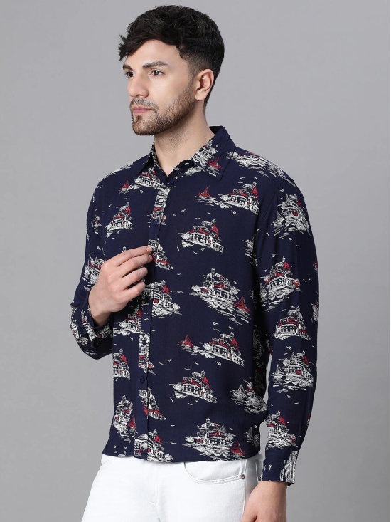 Oxolloxo Relaxed Graphic Printed Spread Collar Casual Shirt