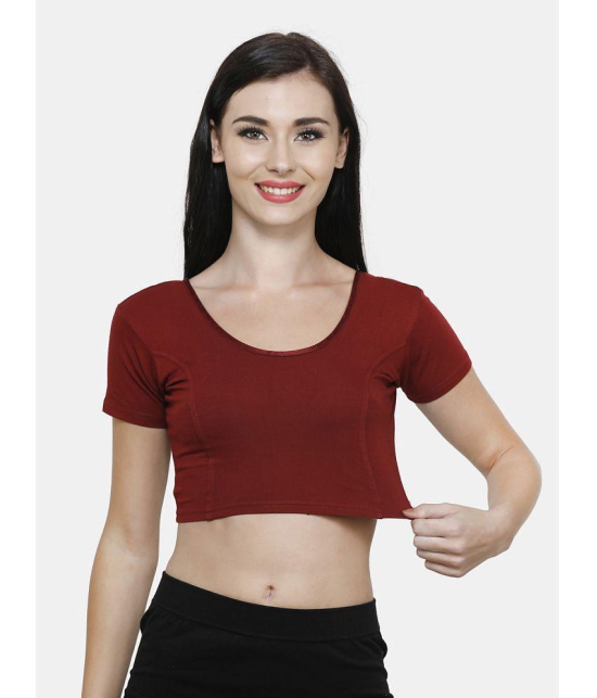 Vami - Maroon Readymade without Pad Cotton Blend Women's Blouse ( Pack of 1 ) - None