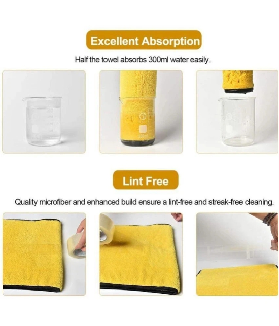 Auto Hub Yellow 800 GSM Microfiber Cloth For Automobile ( Pack of 5 )