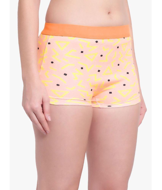 Bruchi Club - Orange Boyshorts Panty Blended Printed Women's Boy Shorts ( Pack of 1 ) - None