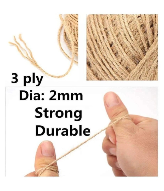 PRANSUNITA Other Natural Jute Burlap Twine,50 MTS Each, 2mm Jute String ( Pack of 2 )