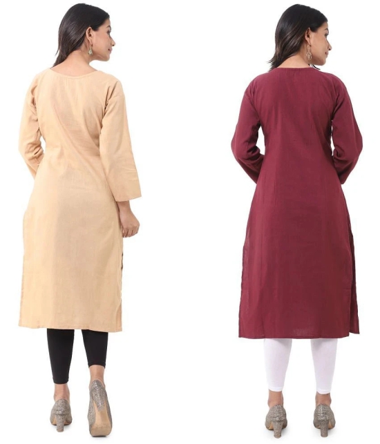 DESHBANDHU DBK - Multicolor Cotton Womens Straight Kurti ( Pack of 2 ) - None