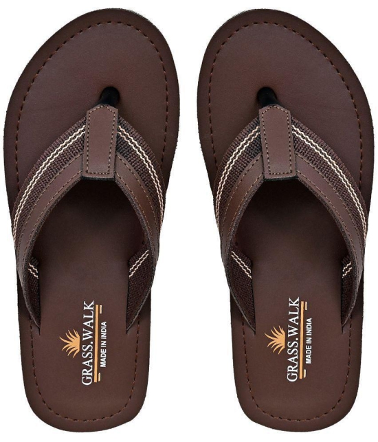 GRASS WALK - Brown Men''s Thong Flip Flop - None