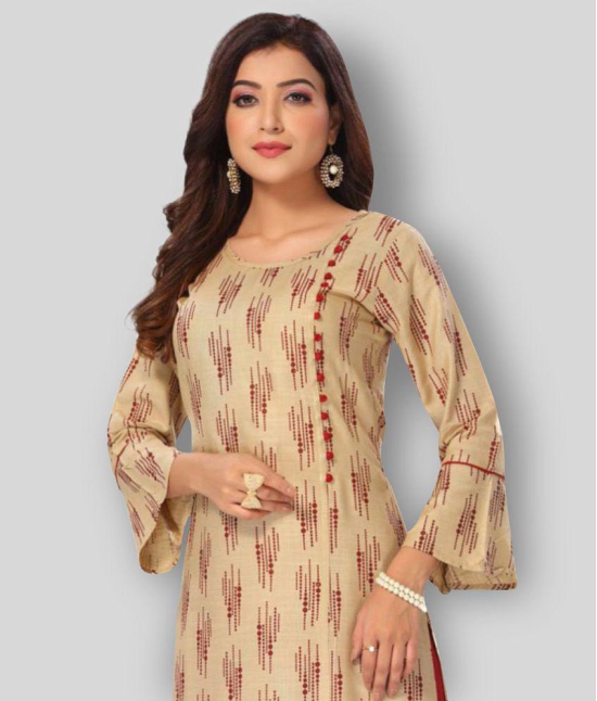 haya fashion - Beige Straight Rayon Women's Stitched Salwar Suit ( Pack of 1 ) - S