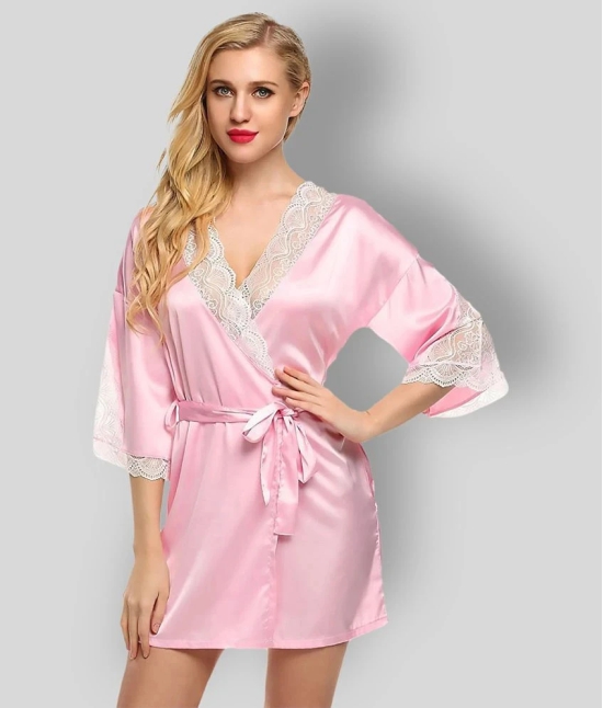 Piquant - Pink Satin Womens Nightwear Robes ( Pack of 1 ) - L