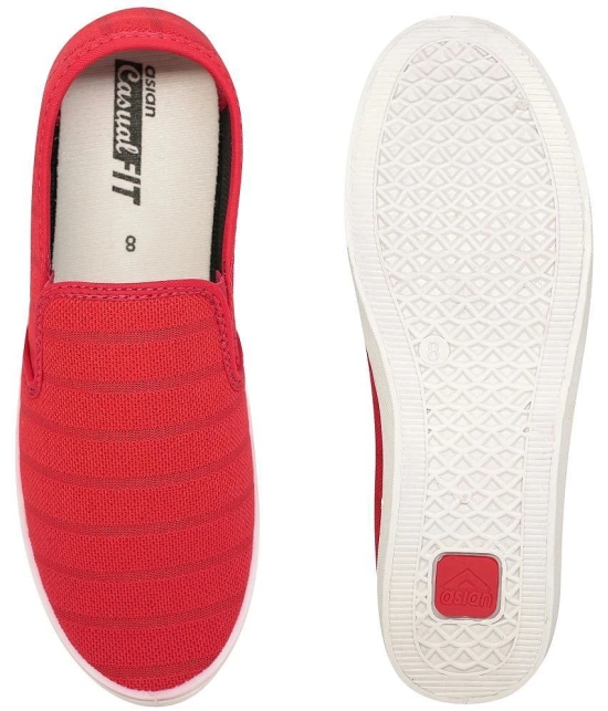 ASIAN M-2025 Red Mens Slip-on Shoes - None