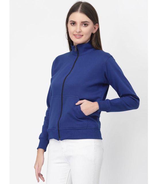 Uzarus Cotton Blue Zippered Sweatshirt - None