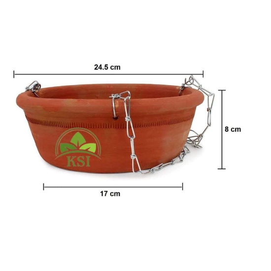 KSI Earthenware Hanging Bird Bath Bird Feeder Hanging Bird Water Feeder Natural Clay Bird Feeding & Watering Supplies for Balcony Garden (Hanging Pot)