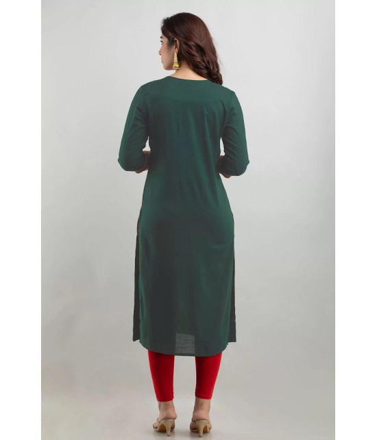 offline selection - Green Cotton Blend Women''s Straight Kurti ( Pack of 1 ) - None