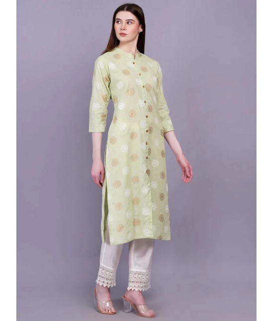 HIGHLIGHT FASHION EXPORT Cotton Printed Straight Womens Kurti - Green ( Pack of 1 ) - None