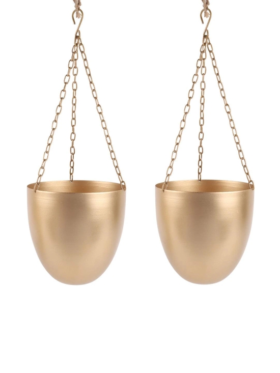 Hanging Capsule Planter (Set of 2)-Gold