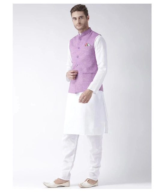 Hangup Purple Linen Nehru Jacket - None