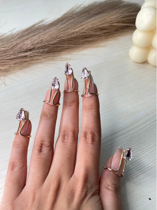 Pink Glam Nail Ring-Set of 10