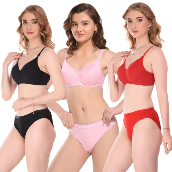 Jomferry Cotton Padded Lingeries set ( Black, Red, Pink)-30B