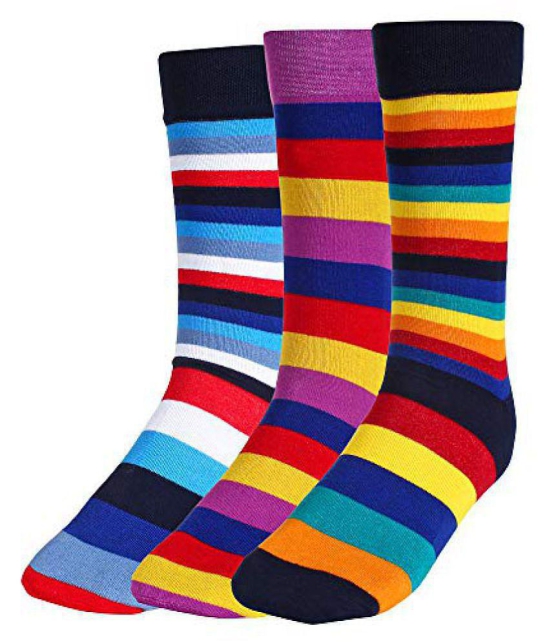 Creature - Cotton Men's Striped Multicolor Full Length Socks ( Pack of 3 ) - Multicolor