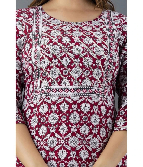 Lee Moda - Maroon Cotton Womens Straight Kurti ( Pack of 1 ) - None