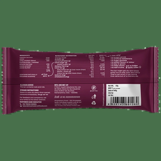 The Whole Truth Twt Hp Double Cocoa Protein Bar, 67 Gm