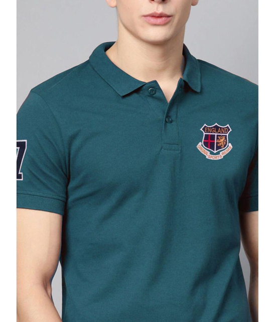 ADORATE - Teal Blue Cotton Blend Regular Fit Mens Polo T Shirt ( Pack of 1 ) - None