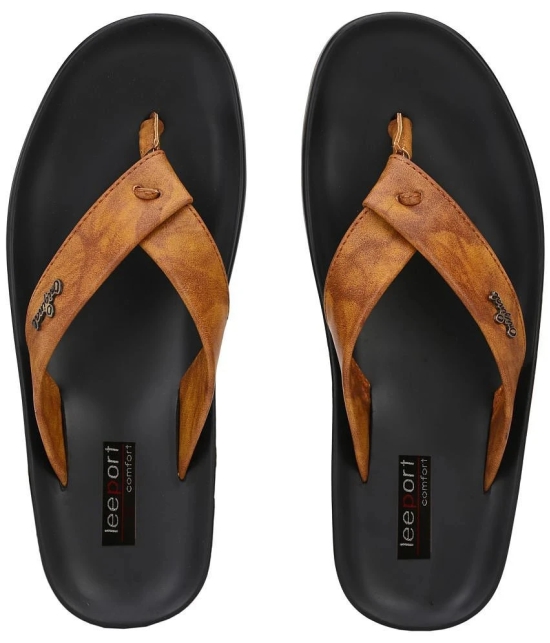 Leeport Beige Mens Slide Flip Flop - None