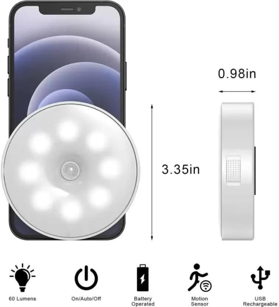 Motion Sensor Light for Home with USB Charging Wireless Self Adhesive LED Night Light-Pack of 1