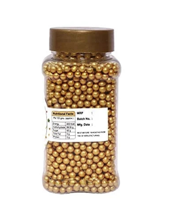 foodfrillz Golden Balls (125 g) Golden Dragees | Decorative Balls for cake d?cor