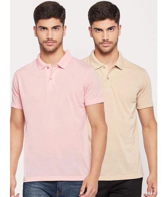 UBX - Beige Cotton Blend Regular Fit Mens Polo T Shirt ( Pack of 2 ) - None