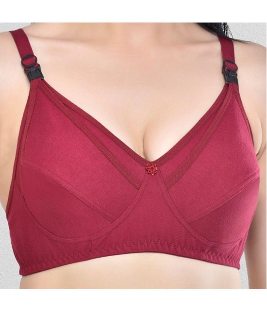 Zourt - Maroon Cotton Solid Women's Maternity Bra ( Pack of 1 ) - 36B