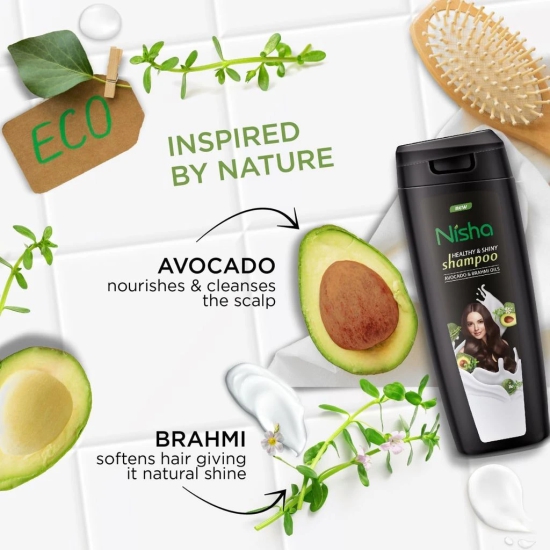 Nisha Healthy & Shiny Shampoo for Women Men 180ml Pack of 2, Avocado & Brahmi Shampoo for Strong Beautiful Hair