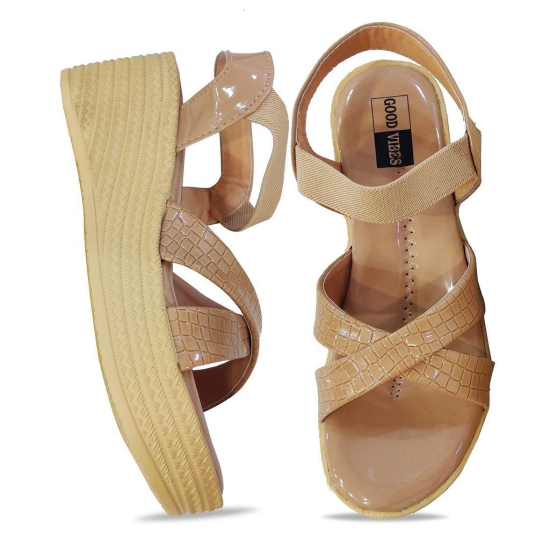 Beige Comfortable and Stylish Platform Sandal Heels | For Casual Wear, Party and Formal Wear Occasions 3 Inches Heel | For Women & Girls