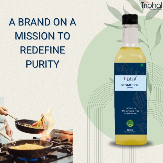 Pure Cold Pressed Sesame Oil | 100% Natural | Edible Til Ka Tel 500mL - Plastic Bottle