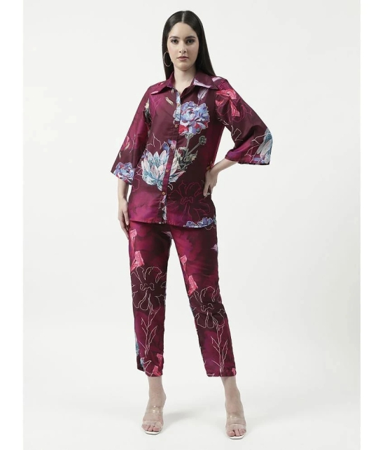 Pannkh Womens Floral Digital Printed Loungewear Shirt With Pant Set - None