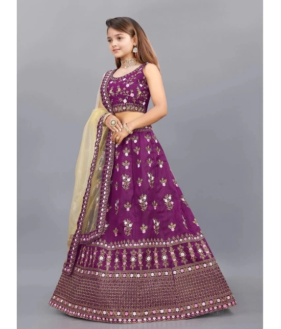 Apnisha Purple Silk Girls Lehenga Choli Set ( Pack of 1 ) - None