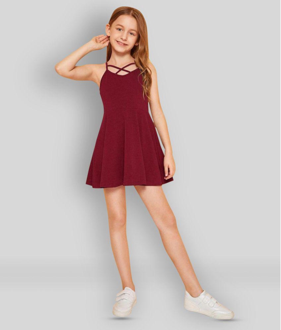 Addyvero - Maroon Cotton Blend Girls A-line Dress ( Pack of 1 ) - None