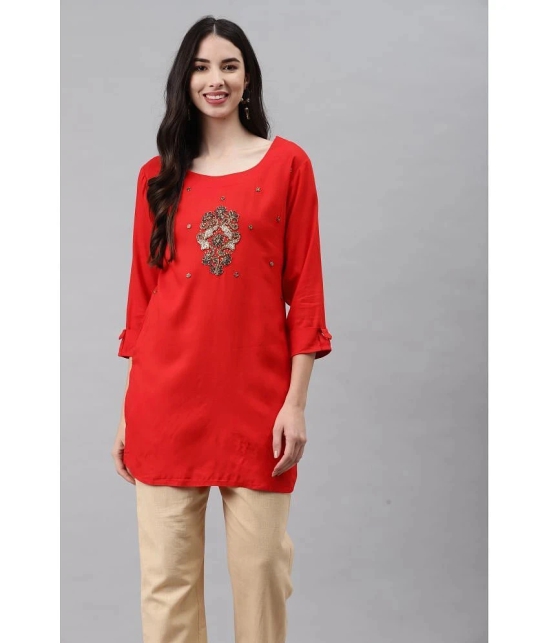 HIGHLIGHT FASHION EXPORT - Maroon Rayon Womens Straight Kurti - XL