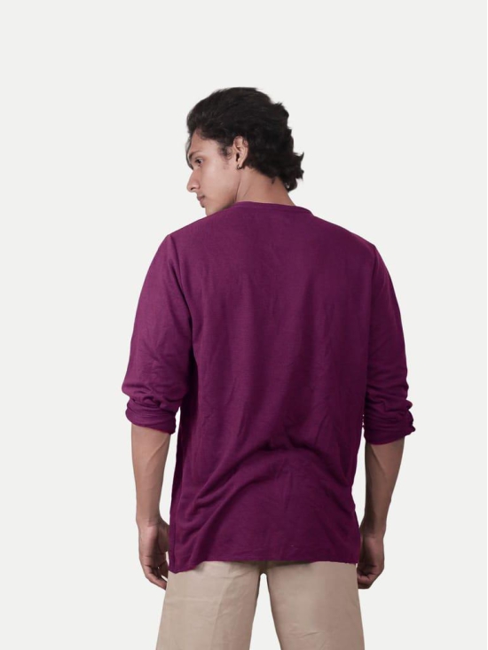 Men purple Cotton Casual Loose T-Shirt