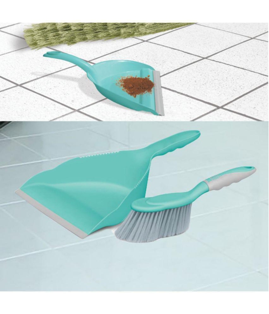 Spotzero By Milton Dustpan Set with Brush (Aqua Green), Pack of 2