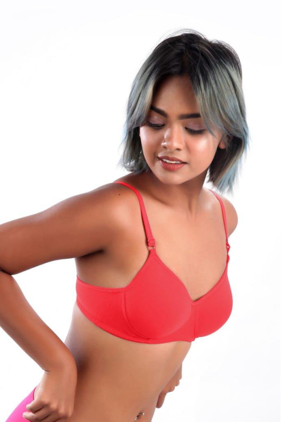 Women Hug Padded Bra Tomato Red